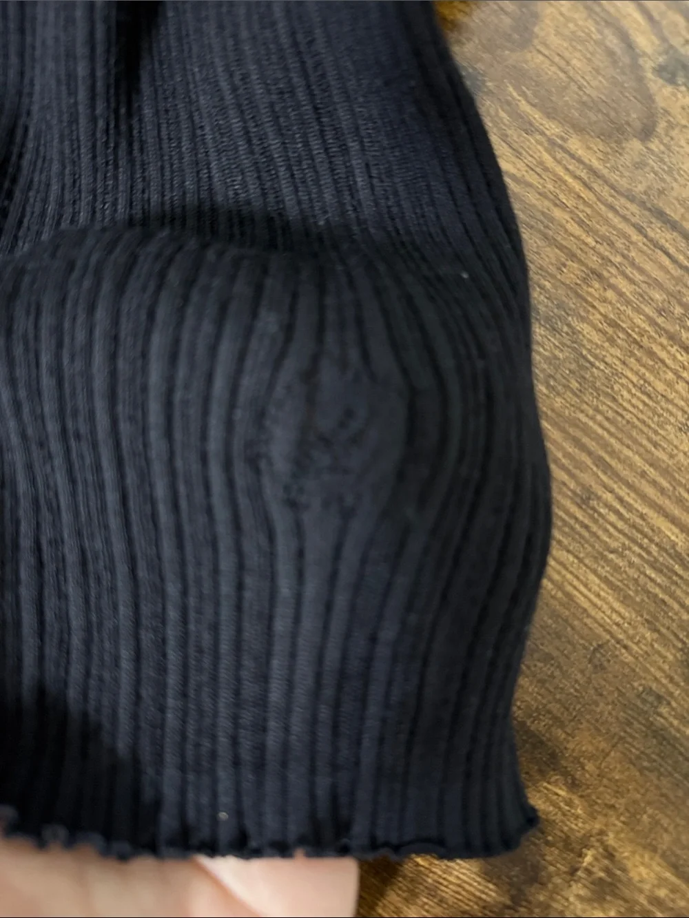 Louis Vuitton Black Ribbed Knit Top with Gold Label